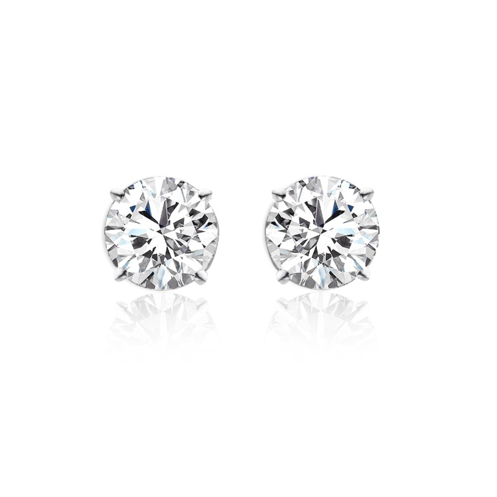 1.10 Carat Round Cut Diamond Stud Earrings